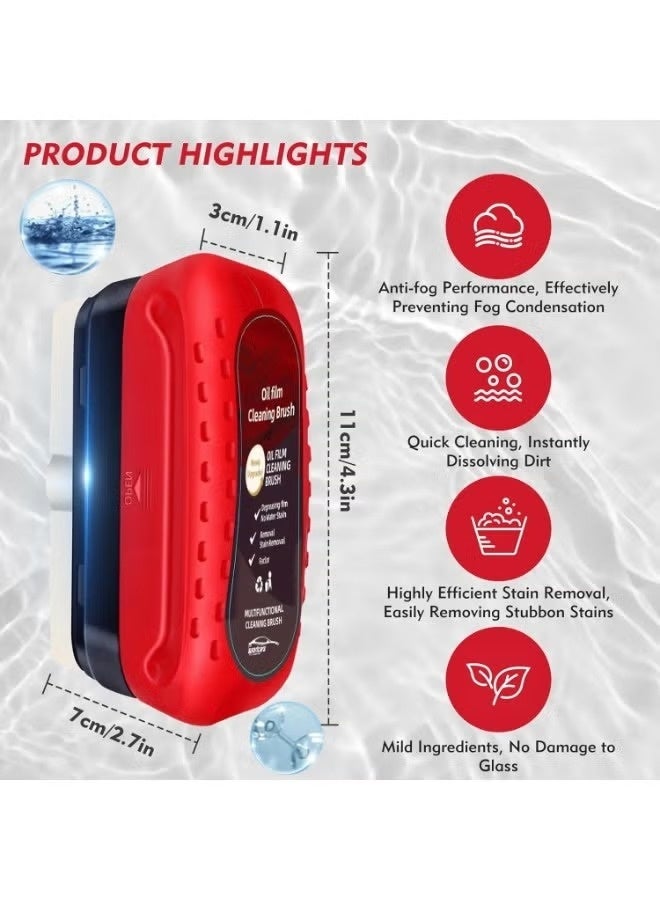 فرشاة تنظيف زجاج السيارة متعددة الوظائف لإزالة طبقة الزيت والبخار - ماسحة قوية لمرآة السيارة والزجاج الأمامي والخلفي - قدرة عالية على إزالة البقع والشحوم وتحسين الرؤية - تصميم مريح وسهل الاستخدام أثناء القيادة (3 قطعة ) - Image 3